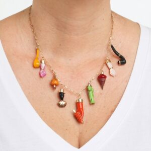Colar Ouro 18k com Amuletos - Joia Crioula