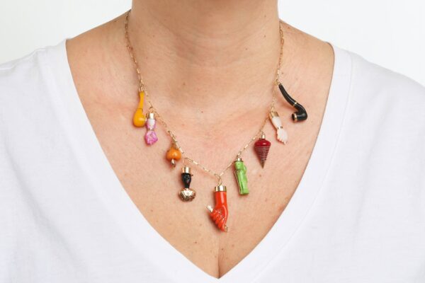Colar Ouro 18k com Amuletos - Joia Crioula