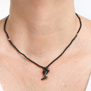 Colar ouro 18k e antigo pingente joia crioula