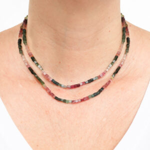 colar ouro 18k turmalina melancia