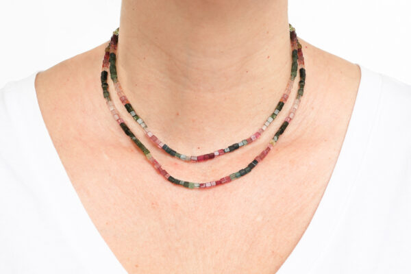 colar ouro 18k turmalina melancia