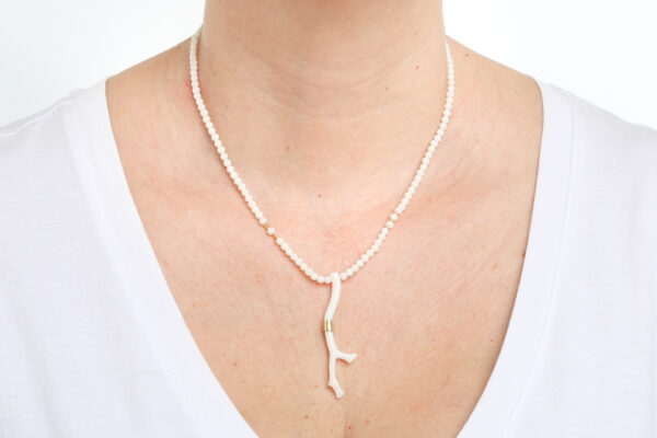 colar ouro 18k coral pingente coral