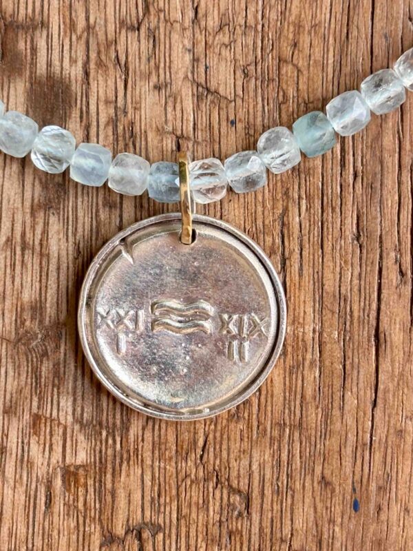 colar agua marinha pingente prata vermeil e fecho ouro 18k
