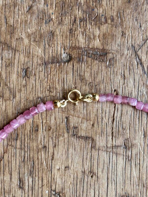 colar turmalina rosa pingente turmalina e fecho ouro 18k