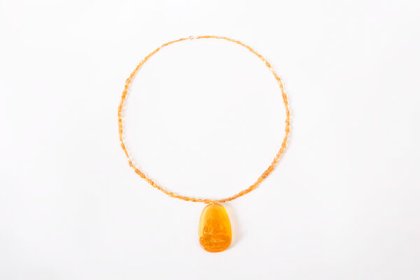 colar ouro 18k com fio de citrino e pingente em quartz