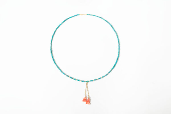 colar ouro 18k turquesa natural e antigo pingente