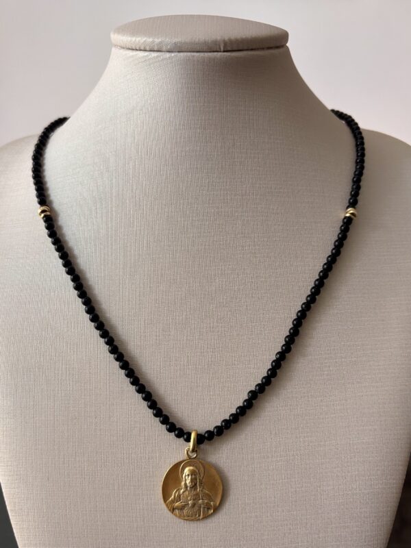 Colar Onix, Ouro 18k e Medalha em Ouro Vermeil - Imagem 2