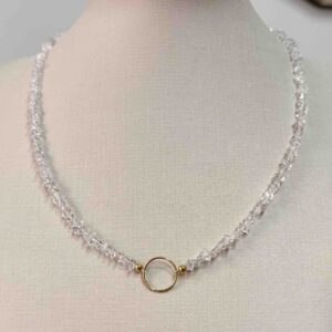 choker cristal e ouro 18k