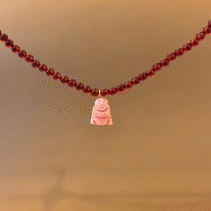 Colar de Ágata Vermelha e Pingente Vintage de Coral